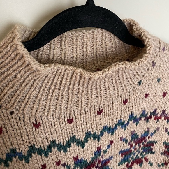 FAIR Isle Hand Knit Tan Sweater - Picture 3 of 10